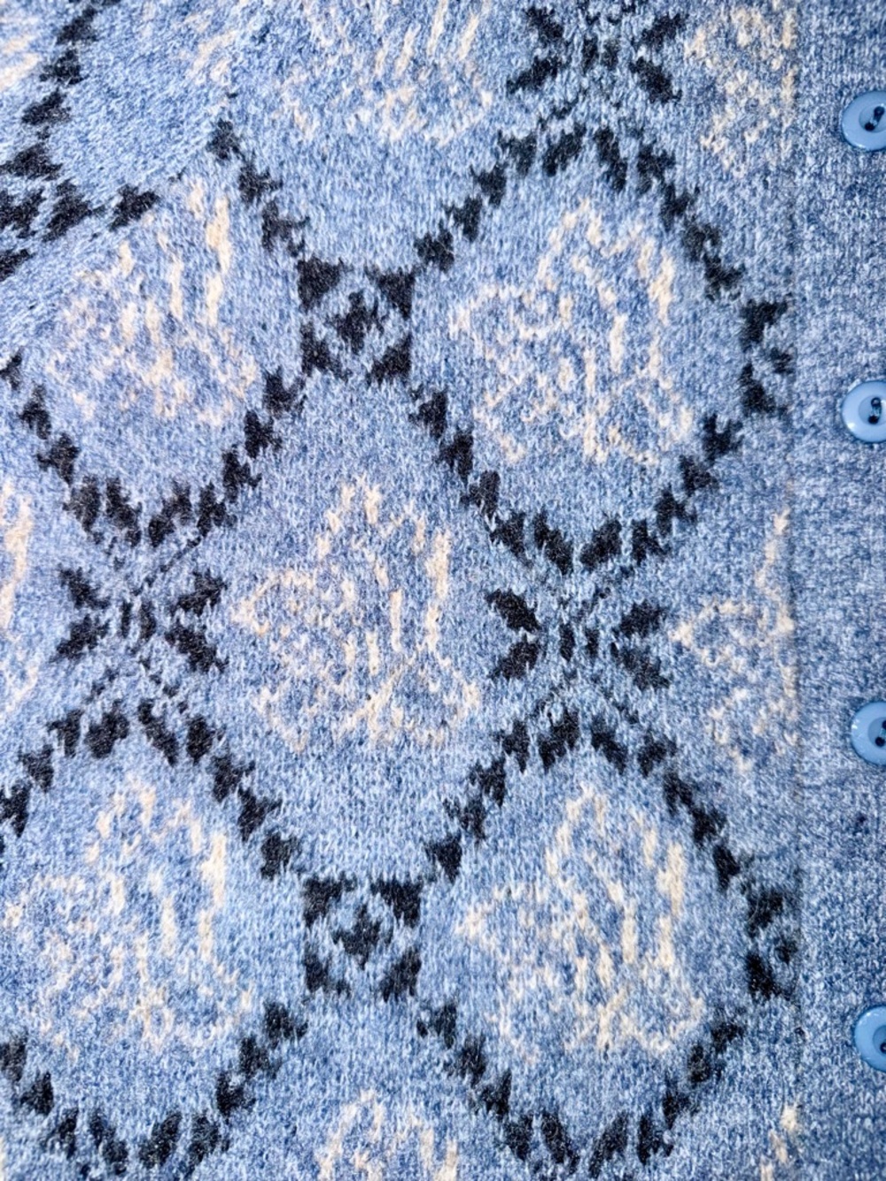 &merci Blue Diamond Floral Patterned Short-Sleeve Cardigan Sweater NWT - Picture 2 of 4
